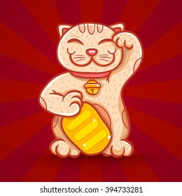 Vector retro poster with lucky cat 