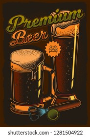 Vector retro poster premium beer of the highest quality.