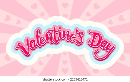 Afiche retro vector para el día de San Valentín con letras de dibujos a mano. Logo del día de San Valentín con cartas de dibujo a mano. Dejando pasar el día de San Valentín.