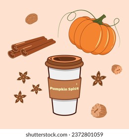 Vector retro pumpkin spice vector set