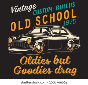 vector retro race car and custom racing poster 