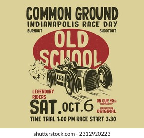 vector retro race car illustration for t shirt print or poster