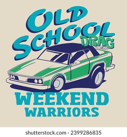 vector retro race car illustration