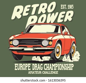 vector retro racing car illustration