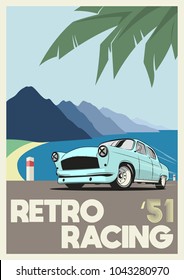 Vector Retro Racing Poster Stylization