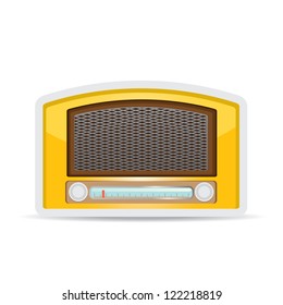 vector retro radio. vector music button, old radio station.