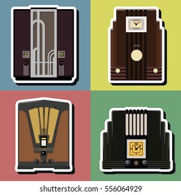 Vector Retro Radio from the Thirties, Forties Vintage Designs Set