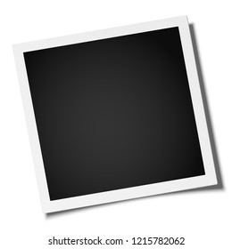 Vector retro realistic square photo frame placed on white. Template photo mock-up.