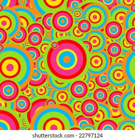 Vector retro red pink and green seamless circle background