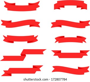 vector retro red ribbon set 2 - Separate layers for easy editing