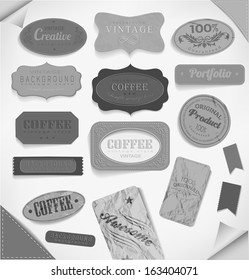 vector retro ribbon and vintage label, old dirty paper textures . Elements for design.