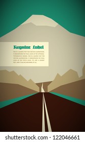 Vector Retro Road With Mountain and Forrest