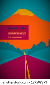 Vector Retro Road With Mountain and Forrest