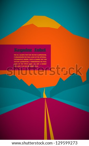 Vector Retro Road With Mountain and Forrest