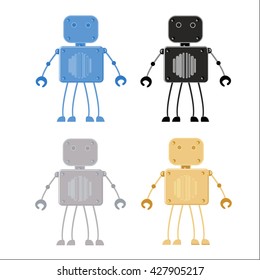 Vector retro robot in 4 color schemes