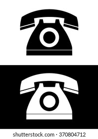 Vector Retro Rotary Home Phone in Black and Reverse