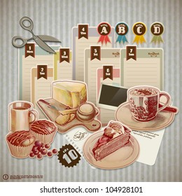 Vector Retro Scrapbook Element for Food and Drink Diary