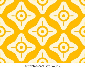 Vector Retro seamless abstract geometric floral pattern. Vintage geometric pattern of abstract flowers in 60s style.