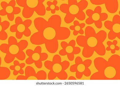 Vetor Retro sem emenda abstrato simples geométrico floral padrão. Padrão geométrico vintage de flores abstratas no estilo dos anos 60.