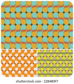 VECTOR Retro seamless pattern with 3 colour schemes.