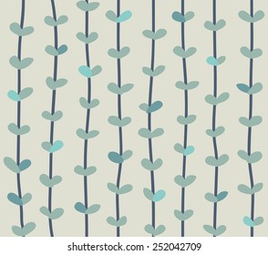 Vector retro seamless pattern of blue leaves
