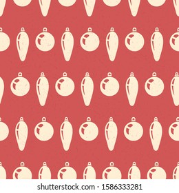 Vector Retro Seamless Pattern of Christmas Decorations