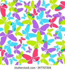 Vector retro seamless pattern with colorful butterflies