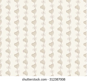 Vector Retro seamless pattern. Cute hearts on beige background