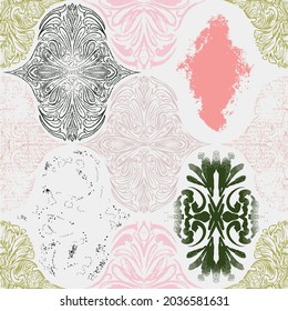 Vector Retro seamless pattern design - colorful nostalgic repeat abstract background for textile, wallpaper, and wrapping paper. Decorative ornament in vintage design flat style.