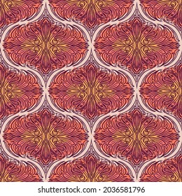 Vector Retro seamless pattern design - colorful nostalgic repeat abstract background for textile, wallpaper, and wrapping paper. Decorative ornament in vintage design flat style.