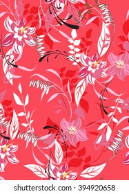 Vector retro seamless pattern flower floral background illustration