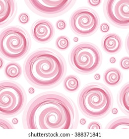 Vector Retro seamless pattern with hand drawing circle. Pink Pastel color. Pink circle seamless/ Vector seamless with pink circle