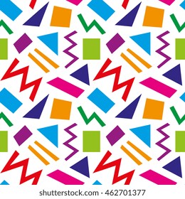 Vector Retro Seamless Pattern In Memphis Style