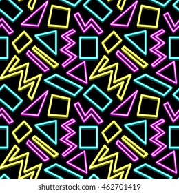 Vector Retro Seamless Pattern In Memphis Style