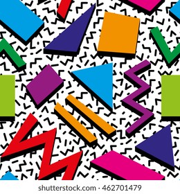 Vector Retro Seamless Pattern In Memphis Style