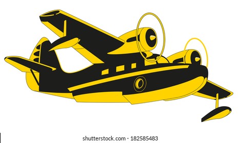 Vector retro seaplane. Illustration clip art