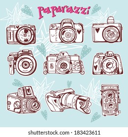 Vector retro set pattern with cameras.