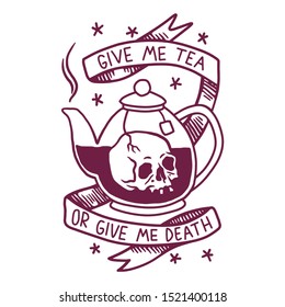 Vector Retro Skull on Teapot