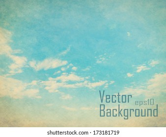 Vector retro sky. Vintage vector background.