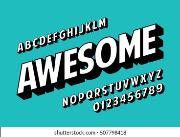 Vector Of Retro Slanted Font And Alphabet