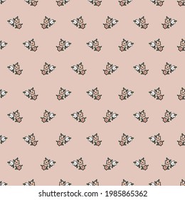 Vector retro small flower illustration motif seamless repeat pattern digital file pattern artwork fashion home decor print fabric textile