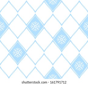 Vector retro snowflake rhombus seamless pattern