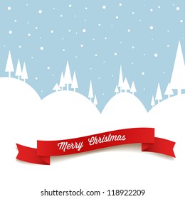 Vetor paisagem nevado retro como um cartão de Natal
