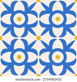 Vector retro Spain geometric seamless pattern in retro Art deco style. Vintage abstract geometric pattern in azulejo style.