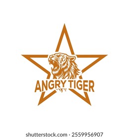 Vector retro sport logo with head of a tiger