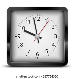 Vector Retro Square Black Style Clock Icon. Vector illustration