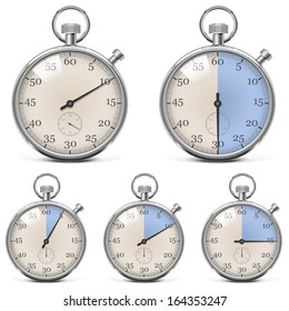 Vector Retro Stopwatch Set