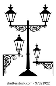 Vector retro streetlight set