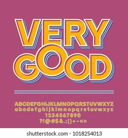 Vector Retro style Alphabet. Set of Letters, Numbers and Symbols