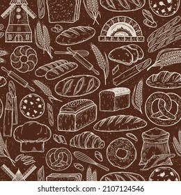 Vector retro style bakery seamless pattern or background